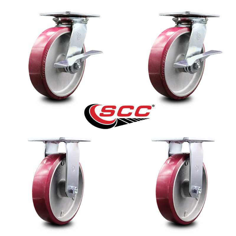 4-Piece Polyurethane and Aluminum Caster Set