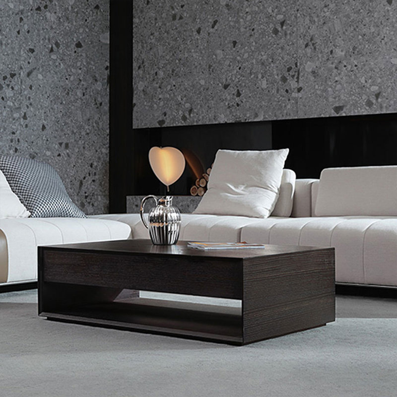 Table basse rectangulaire en bois manufacturé noir, 13.78" H x 39.37" L x 23.62" W, Noir