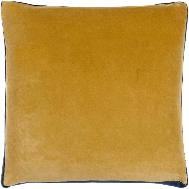  Nicholas Cotton Throw Pillow, Down, 20" x 20", Yellow/Navy