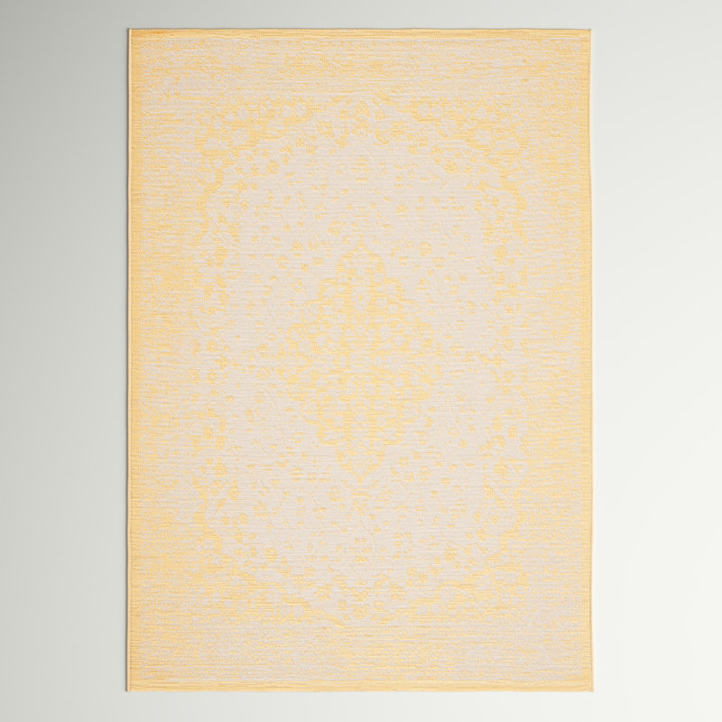 Soraya Beige/Gold Indoor / Outdoor Area Indoor/Outdoor Area Rug, Rectangle 9' x 12'