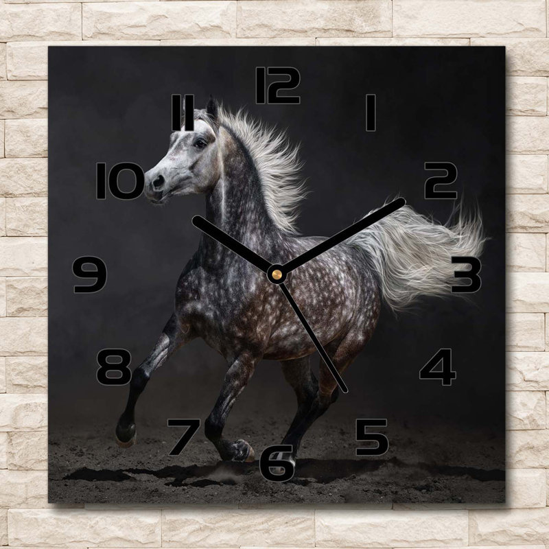 Hile Glass Wall Clock, Black/Grey