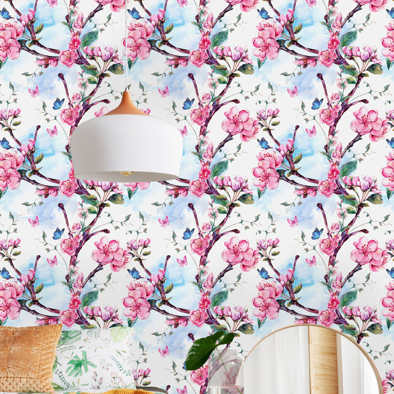 Rouleau de papier peint auto-adhésif Blooming Sakura, L 16,67 po x l 25 po