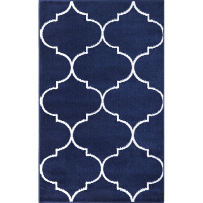 Arianie Morocco Trellis Navy Area Rug