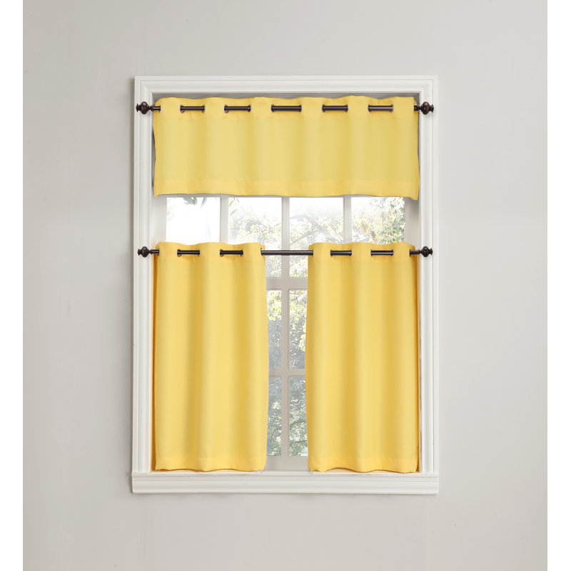 Paire de rideaux de cuisine semi-transparents Sauel, l 56 po x L 36 po, Jaune