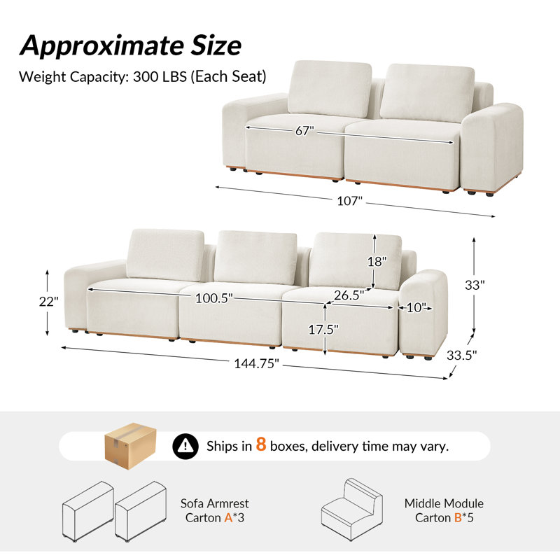 Lavallette Sofia Sectional Sofa, Beige
