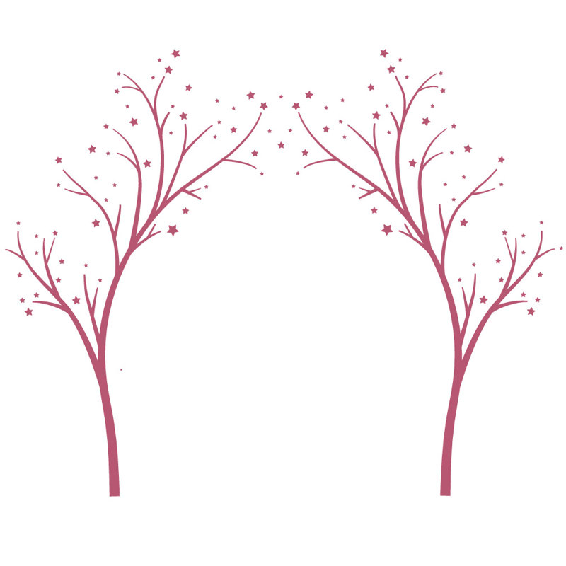 Décalcomanie murale arbres étoiles, H 80 po x l 99 po x P 0,01 po, Rouge à lèvres