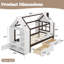 Lit plateforme simple avec tiroirs, lit maison en bois massif avec tablettes, conception enfantine, blanc et espresso