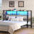 Metal Headboard For Bed With Storage Shelves, Headboards With Charging Station & LED Lights For Bedroom-569773651