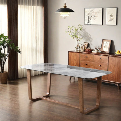 Modern Gray-textured Rock Slab Dining Table