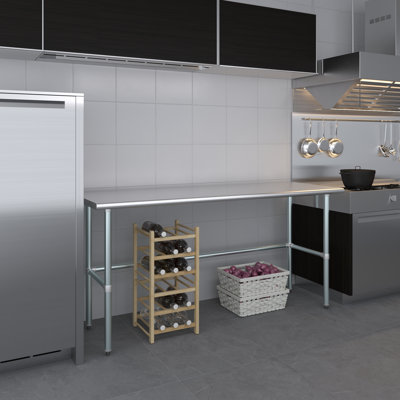 Table de travail à base ouverte en acier inoxydable de calibre 18 avec entretoise réglable Express KitchQuip, NSF