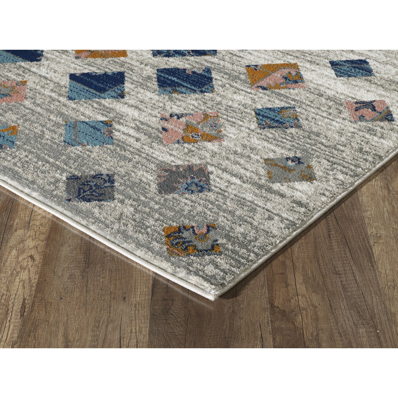 Tapis gris à motif géométrique Elberton, Rectangle 6 pi x 9 pi
