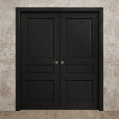 Sliding French Double Pocket Doors | Ego 5012 | Kit Rail Hardware | Solid Wood Interior Bedroom Modern Doors