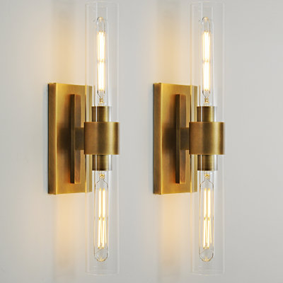 Applique murale 2 lumières en laiton à 2 lumières pour salle de bain Wallchiere