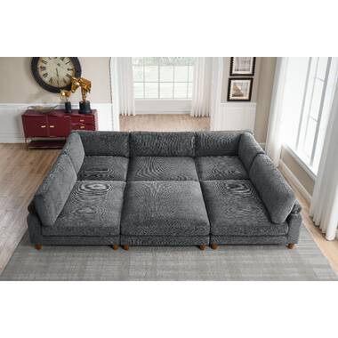 Puff Slipcovered 7 PC Modular Sectional Sofa with Two Ottomans - Color  391049 - Sunset Trading