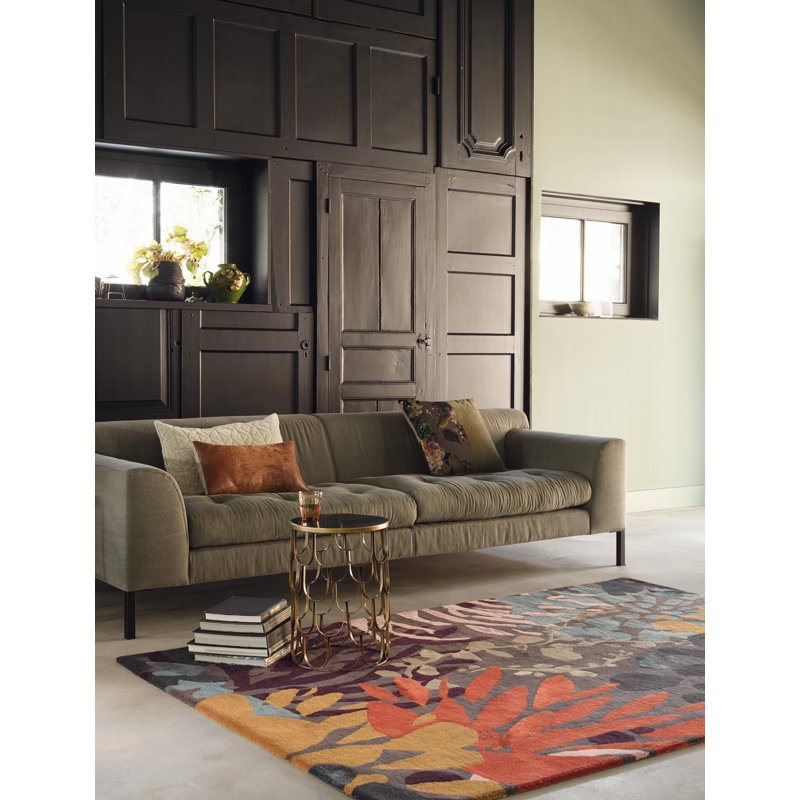 Brun/orange/jaune Tapis décoratif Touffeté à la main abstraite, Rectangle 4 pi 7 po x 6 pi 7 po