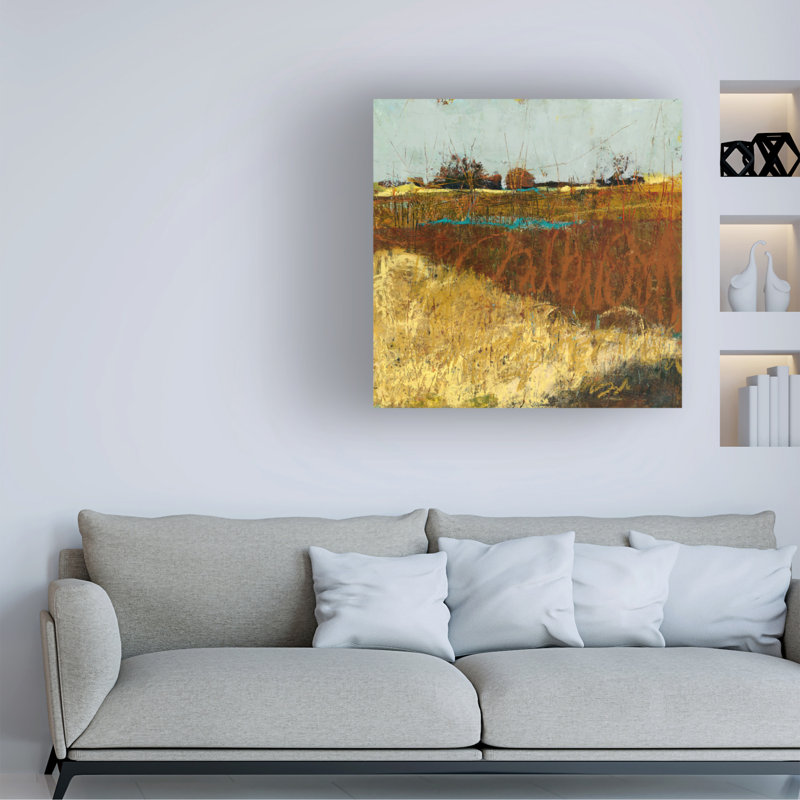 «The Fields» par Linda Nickell - peinture sur toile tendue, H 35 po x l 35 po x P 2 po