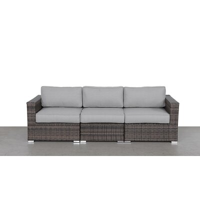 Ametria Fully Assembled 94'' Wide Outdoor Wicker Patio Sofa with Cushions -  Ebern Designs, D0D34360E70C4931B829FB251E37BA4C