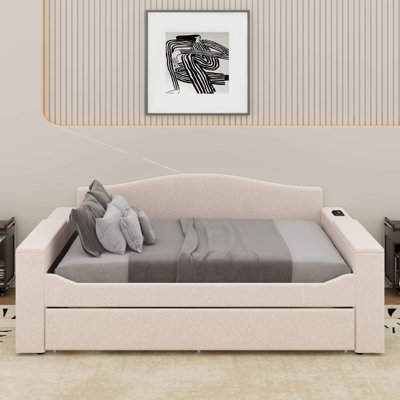 Lit de jour double rembourré avec couchette, accoudoirs de rangement et dernier système audio Bluetooth intégré