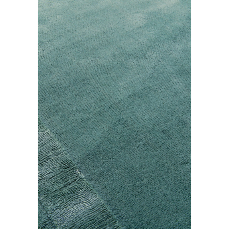 Farrow & Ball Leighton Teal Silk Border Area Rug, Rectangle 4' x 6'