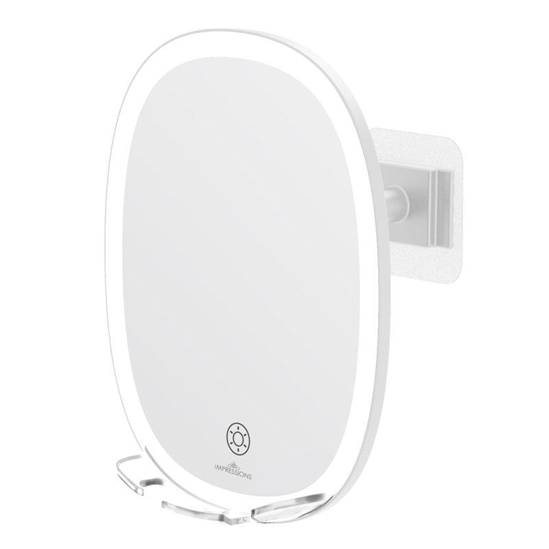 Fedir Fogless LED Shaving Mirror for Men Scaped Tri Tone Battery Operated 360 Degree Swivel Travel Mirror, White