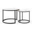 Tables basses gigognes blanches en MDF avec motif en marbre, ensemble rond 2 pièces pour salon, style industriel moderne