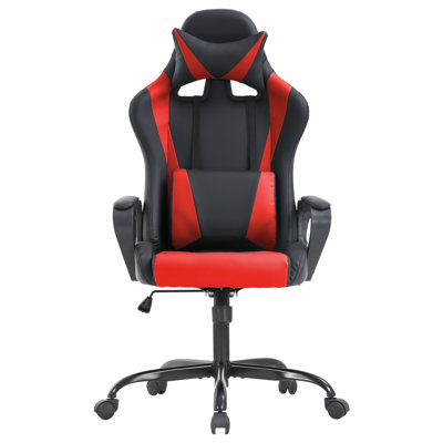 Inbox Zero Adjustable Reclining Ergonomic Faux Leather Swivel PC and Racing Game Chair with High Backrest and Lumbar Support for Gaming Office and Home Use