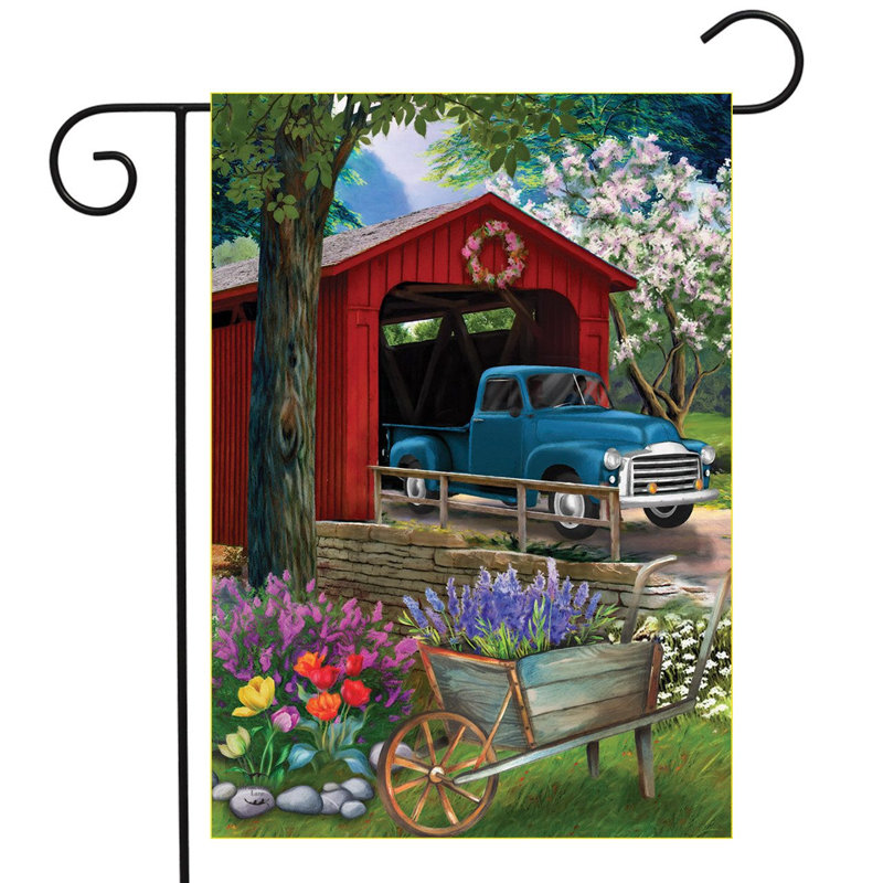 Pont en fleur, drapeau de jardin printanier