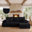 Canapé d'angle modulaire compressé en forme de L de 277 cm (109 po) de large avec méridienne, canapé 2 pièces en velours côtelé avec ressorts ensachés et assise profonde pour salon, aucun assemblage requis, noir-2033829552-2033829556