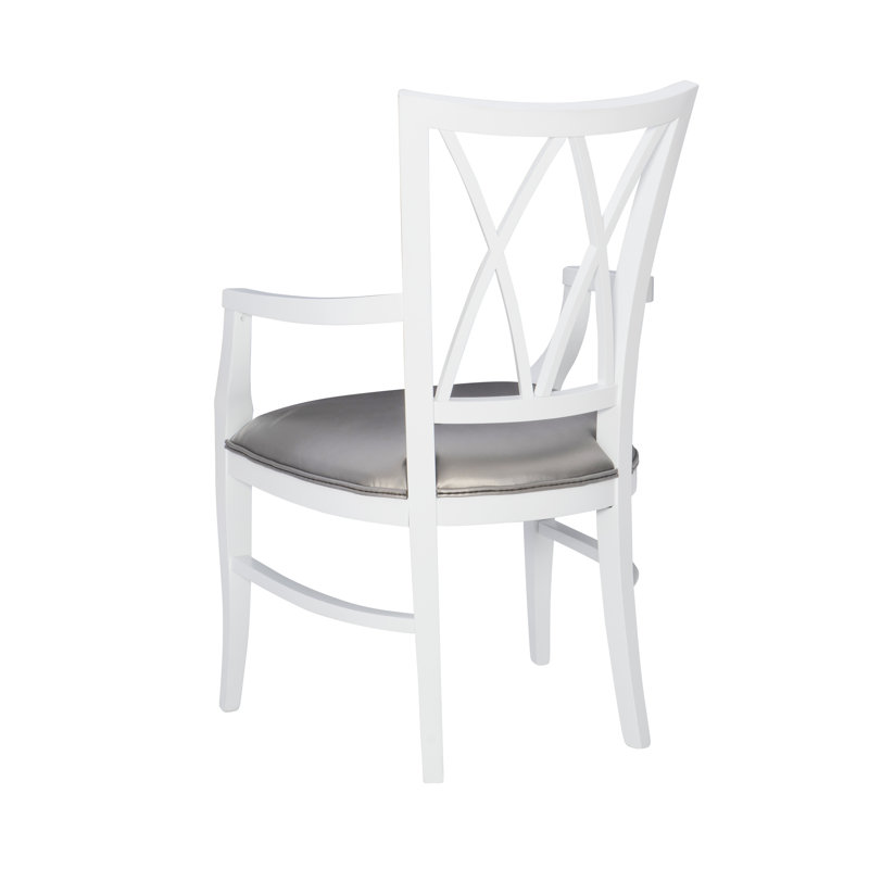 Nova Solid Beechwood Upholstered Armchair, White/Charcoal