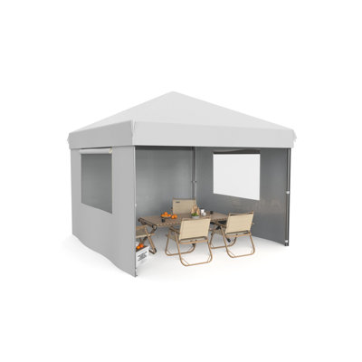 Parois latérales 3PCS pour auvent 10 x 10, parois solaires imperméables 210D Oxford avec protection contre les rayons UV, panneaux latéraux robustes pour tente extérieure pour le marché extérieur, le camping, la fête et les événements - blanc