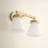 Modern Dual-Arm Wall Sconce – Metal, Glass & Gold, Ivory White 2-Light Hardwired Dimmable Sconce for Bathroom or Dining Room in Modern, Mid-Century, and Contemporary Style-1054537536