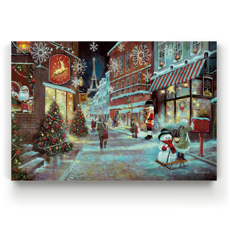 «Paris Christmas» par Parvez Taj - reproduction d'art sur toile tendue, H 48 po x l 36 po x P 1 po