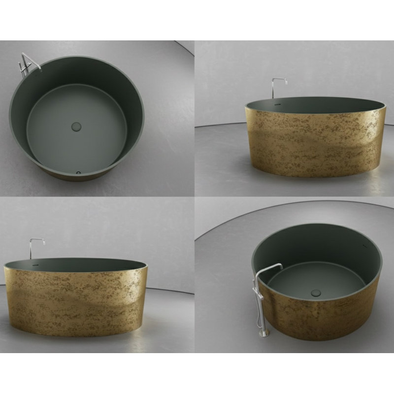 Baignoire autoportante 58,9 po , Laiton / vert