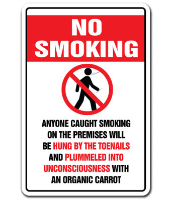 NO SMOKING HUNG BY TOENAILS AND PLUMMELED Decal Tall