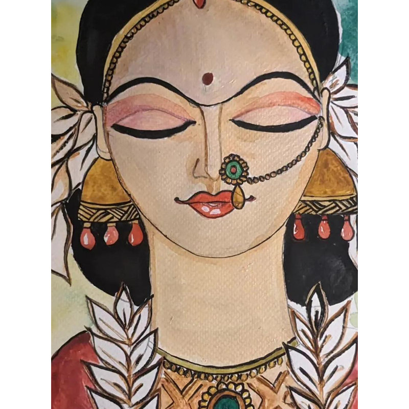 Mariée indienne | Acrylique sur toile | Par Rajeswari Swaminathan