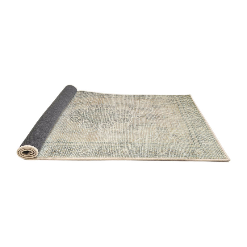 Tapis oriental beige / gris en laine, Rond 7 pi