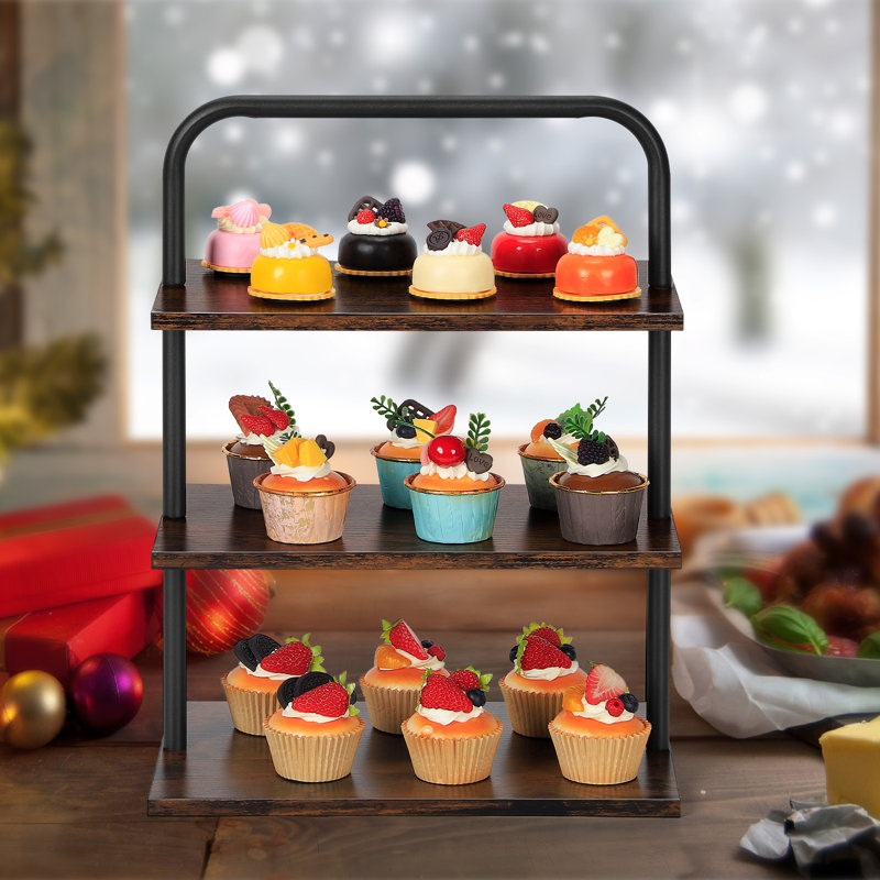 3-Tier Rustic Cupcake Stand, Holds 15 Cupcakes Dessert Display Rack