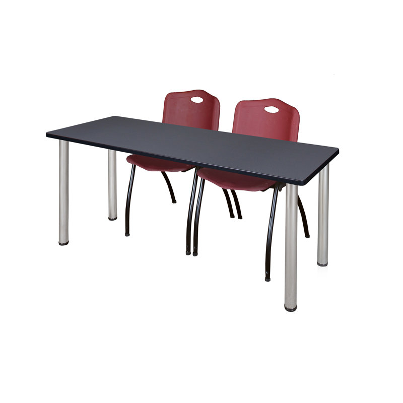 Regency Kee Training Table Top & 2 M Stack Chairs, Burgundy, 29" H x 66" L x 24" W, Gray