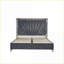 Ensemble de chambre à coucher, grand lit moderne gris clair 4 pièces avec ampoule à DEL Accents de rangement hydraulique en bois doré | Bois | Commodes doubles-403608417-403608416