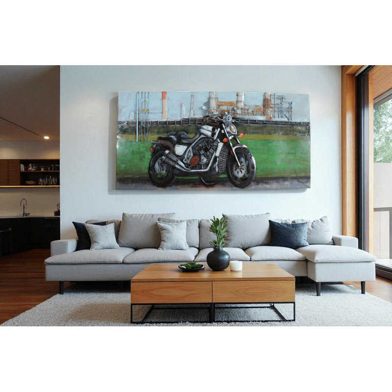 Peinture murale faite à la main en métal avec pièces en relief 3D 79 po x 2 po x H 40 po