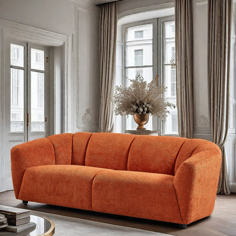 Inke Upholstered 78.35'' Sofa, Orange Microfiber/Microsuede