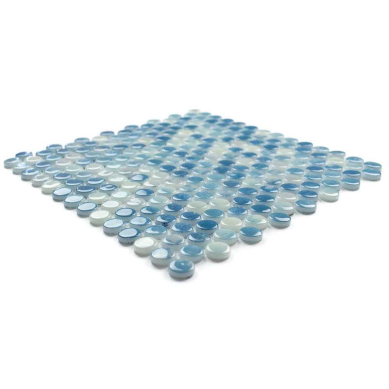 Eterna Penny 12"x12" Recycled Glass Mosaic Tile, Blue