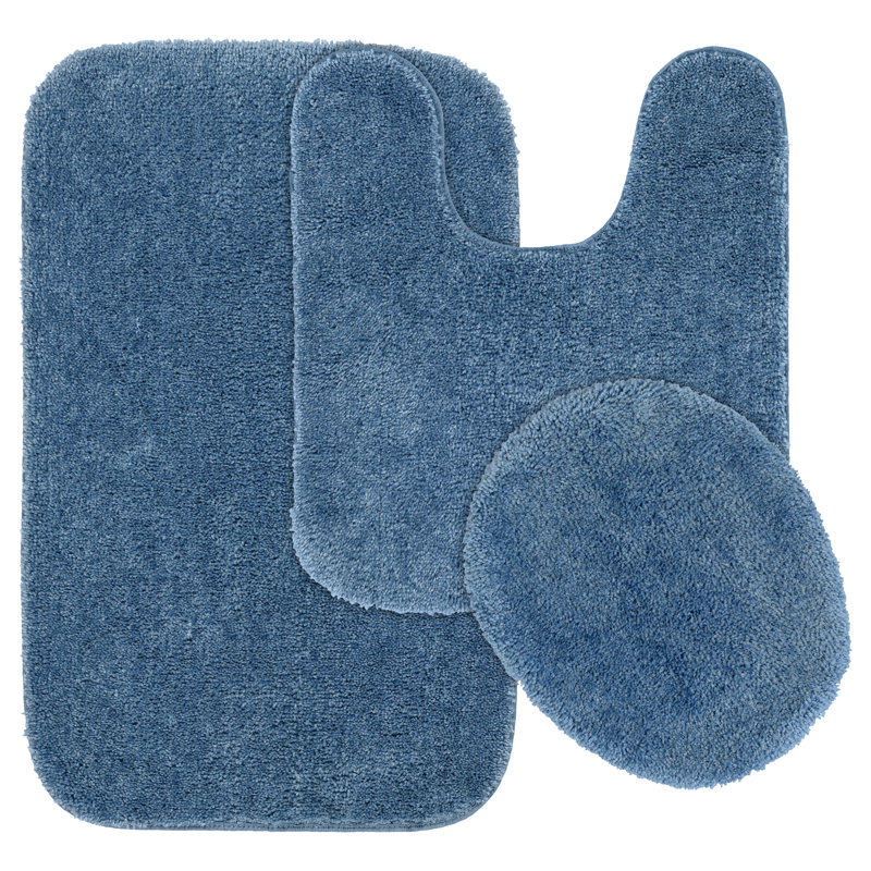 Mccluney 3 Piece Ultra Soft Bath Rug Set with Non-Slip Backing, Basin Blue