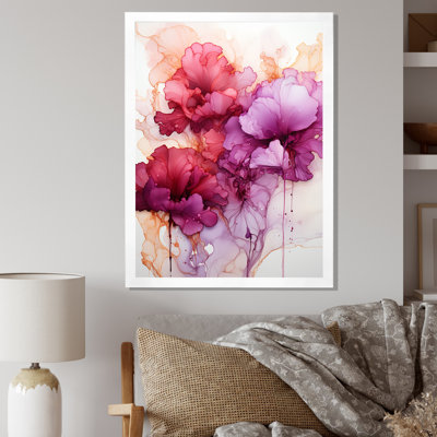 «Blossoming Magenta Bliss», encre aquarelle