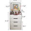 Meuble-lavabo blanc avec miroir éclairé à couvercle rabattable et rangement interne, bureau de maquillage pour la chambre à coucher, coiffeuse compacte en verre visible, tabouret de bureau, coiffeuse, espace de beauté pratique-1996593947