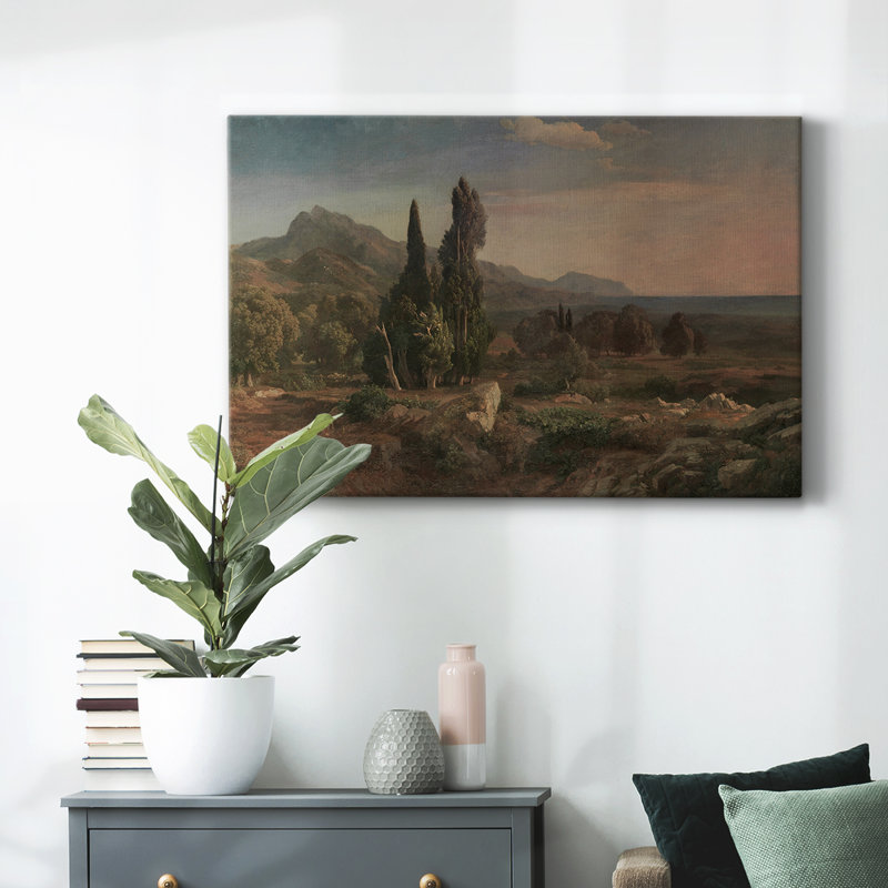 Paysage rétro - CDLVII, H 13 po x l 19 po x P 1,5 po, Toile tendue