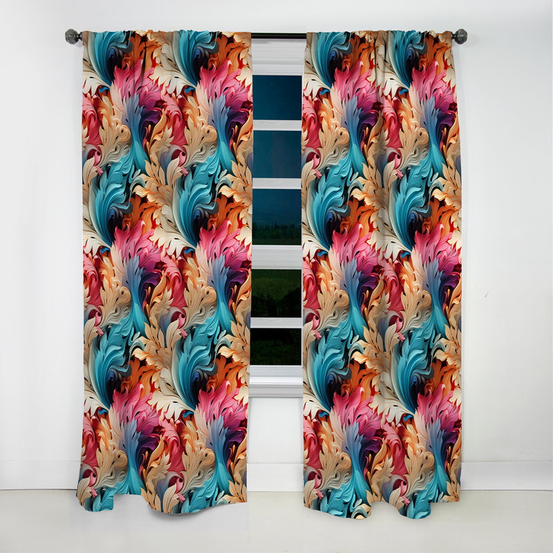Motif cachemire roses roses et mauves à motif cachemire II - 1 rideau occultant floral, L 52 po x L 63 po