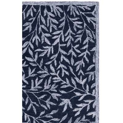 Tapis bleu marine / ivoire touffeté à la main Alduina