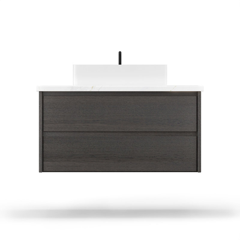 Gilded Two-Drawer Single Bath Floating Vanity, 42", Gray Weathered