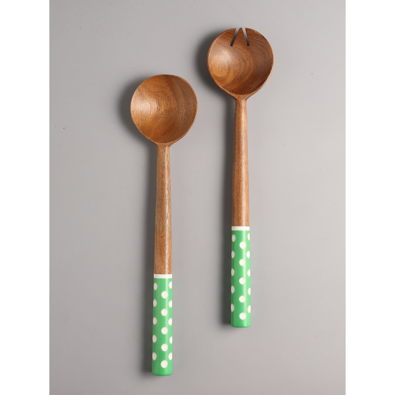 Ensemble à salade en résine et bois, Vert